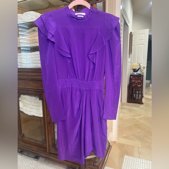 ETOILE ISABEL MARANT Yoana Long-Sleeve Ruffle Short Dress EUC - Picture 4 of 10